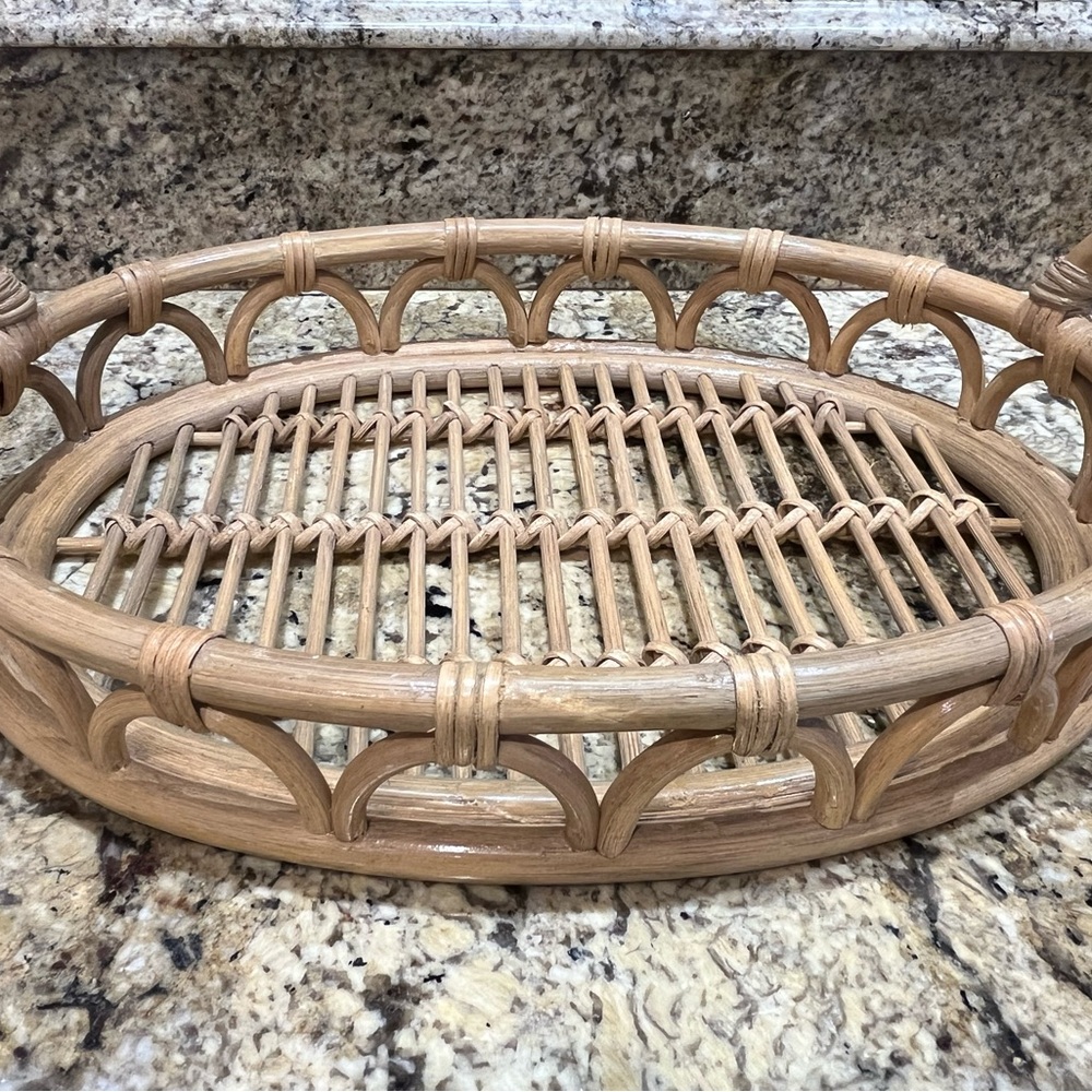 Oval Bamboo Serving Tray Boho